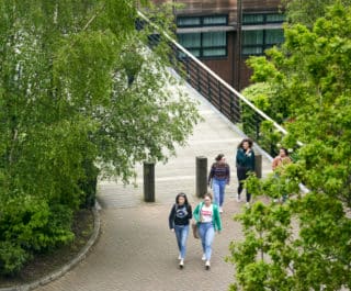 Stranmillis College grounds students walking